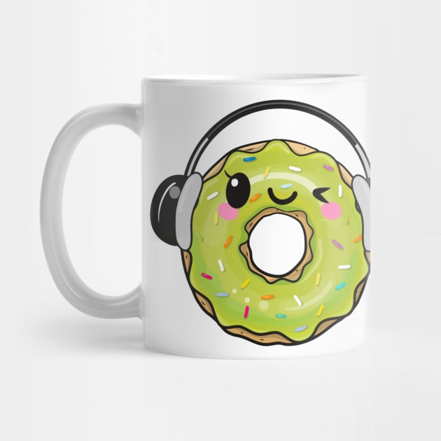 Cool light green donut with headphones by Reginast777